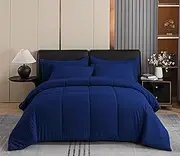 JUDEWY Thick Comforter, Twin Size, Large Fill Power Medium Warmth Bed Comforter Set, Queen King Size, Washable Thick Comforter (Blue, King)