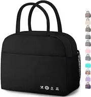 DALINDA Lunch Bag Lunch Box for Women Men Reusable Insulated Lunch Bags for Adults,Water-Resistant Cute Cooler Lunch Tote Bag, Large Capacity for Work Travel Picnic,Black