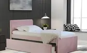 Selina King Single Trundle Storage Bed Frame Velvet Pink