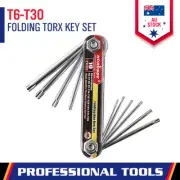 T6-T30 Folding Torx Star Key Set Portable Wrench Tool Chrome Vanadium Steel Au