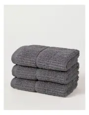 [Vue] Combed Cotton Rib 3pk Face Washer in Washed Black
