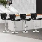 Artiss Set of 4 PU Leather Patterned Bar Stools - Black and Chrome New