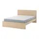 IKEA 床框附床墊, 實木貼皮, 染白橡木/vesteröy 高硬
