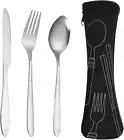 Cutlery Set with Portable Pouch Case, Stainless Steel Flatware Camping Utensi...