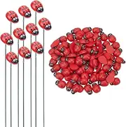 PLIGREAT 120 Pcs Ladybugs Garden Decor with 10 Pcs Small Ladybugs Garden Stakes, 100 Pcs Mini Ladybug Stickers, Cute Insect Miniature Decorations Plants Fairy Gardens Lawn Yard Indoor Outdoor Decor