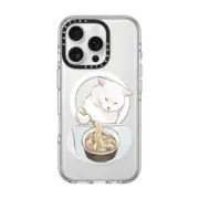 iPhone 16 Pro Clear Case MagSafe Compatible Noodle Cat