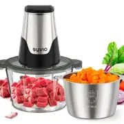 Food Processors with 2 Bowls, Meat Grinder 4 Bi-Level Blades, Mini Electric F...