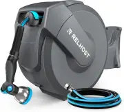 Retractable Garden Hose Reel 65 ft x 5/8 in, Heavy Duty Hose Reel Wall Mount
