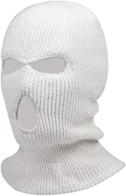 [MH MOIHSING] 3-Hole Full Face Cover Ski Mask, Beanie Hat Warm Double Knitted Winter Balaclava for Women and Men Outdoor Sports (White - 1 Pack)