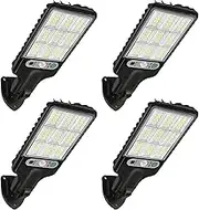 LED Solar Lights Outdoor Super Bright - IP65 Waterproof Solar Garden Lights with 3 Modes & Remote, 23.5x9.5cm Wall/Street/Yard Lights, 120° Motion Sensor, 16.4ft Range (Warm White) (4)