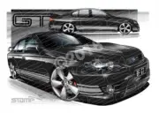 FPV BF GT BF GT SILHOUETTE SILVER STRIPES A2 FRAMED PRINT (FV026C)