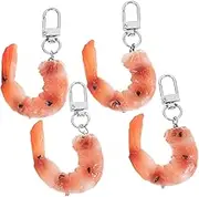 Realistic Shrimp Keychain Charms Adorable Food Model Pendants for Key Rings Purses Back Charm Accessories for Parties and Gifting