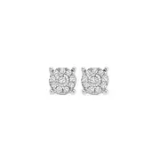 9ct White Gold Diamond Stud Earrings