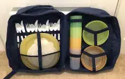 Tupperware Retired Picnic Backpack 4 Sets Plates Bowls Glasses & Utensils NEW