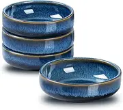 Tacuhy 3 Oz Ceramic Soy Sauce Dish Small Pinch Seasoning Sushi Dip Bowl 3.5 Inch Mini Side Dishes Tomato Sauce Cups Condiment Dipping Bowls, Set of 4, Blue