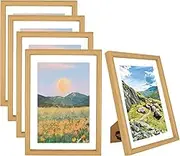 ZOFUN 5 Pcs Wooden A4 Picture Frames, 31.5 x 23 cm Table Top Photo Frame With Front Plexiglass, Wood Display Frame for Certificate Poster Pictures