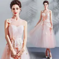 在飛比找ETMall東森購物網優惠-6619Q輕盈柔粉色短款小禮服婚紗
