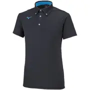 Mizuno Training Wear Polo Shirt, Button-Down, Short Sleeve, Sweat-Absorbent, Qui