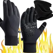 [ZBVUIYL] Arcticz Gloves,Arcticz Premium Thermo Gloves,Arcticz Thermal Waterproof Gloves Touchscreen Fingers Water Resistant (Black,Large), Black