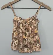 American Eagle NWT Button Front Floral Spaghetti Strap Crop Sz S Tank Top Cami