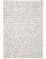 [Miss Amara] Dayna Textured Diamond Tribal Rug in Ivory/Grey