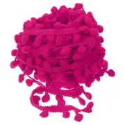 10 Yards Pom Pom Ball Fringe Trim Ribbon Sewing Trim DIY Crafts, 8mm Fuchsia