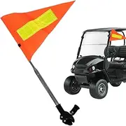 Bike Flags with Pole for Safety,Orange Flag with Reflective Strip | Tear-Resistant Waterproof Pennant Retractable for Outdoor Scooter Golf Cart Accessories Kids Adult