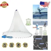 9ft Radius Fish Trap Cast Net with Heavy Duty Sinkers - Ideal for Bait Fishing