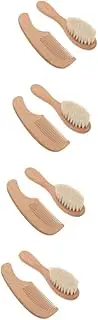 Totority 4 Sets Wooden Baby Brush Comb Set Newborn Scalp Shower Scrubber Gentle Bath Wash