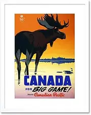 Travel Canadian Pacific Railway Moose Canada Big Game Vintage Art Framed Wall Art Print