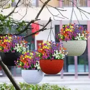 US 4pcs Artificial Outdoor Flowers UV Resistant Fake Plastic Flowers Faux Lotus