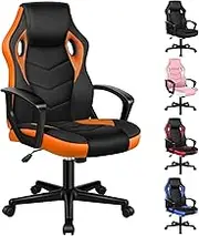 ALFORDSON Mega Orange Office Chair, PU Leather Upholstery Home Ergonomic Desk Chair with Height Adjustable SGS Listed Gas Lift, Padded Computer Chair for Gaming, Max 180kg