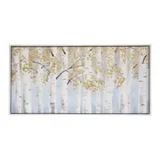 Framed 60x120cm Canvas/Resin Silver Forest Hanging Wall Art Home Decor Display