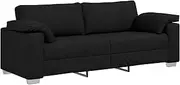 vidaxl Black Outdoor Sofa - 219x77x82 cm - Stylish Metal/Wood Frame with Removable Cushions