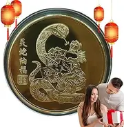 Chinese New Year Coin | Small Year of The Snake Commemorative Coin | Lunar Year Challenge Coin, Collection Souvenir Coin, Collectible Commemoration Chinese Souvenir for Family