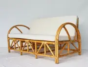ORIA RATTAN LOUNGE SOFA SETTEE COUCH NATURAL/WHITE