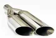 Exhaust Tip 2.25 Inlet 3.50 Dual Outlet 18.00 Long WDSW350018-225-HP-SS 304 S