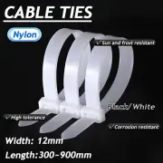 Extra Strong Cable Ties Nylon Zip Wraps Heavy Duty Cable Tie Black/White
