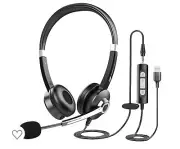 USB Computer Ear-Pad Wired Headset With mic and mute Noice Cancellation