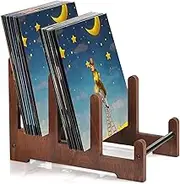 Wooden Record Holder, Vinyl Record Stand Now Spinnings Display, Wood Album Holder with Non-Slip Grooves, 3-Layer Vinyl Record Shelf Organizer for Albums Books Recipes