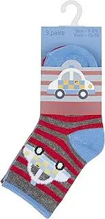 [Baum] Babies 3 Pack of Cotton Rich Socks (UK 0-2.5, Car Pack)