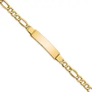 8 Inch 14K Polished Semi-Solid Figaro Id Bracelet
