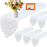 6 Pack White Lace Table Runner Cotton Crochet Lace Doilies for Furniture