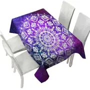 White Royal Floral Mandala over Purple Tablecloth