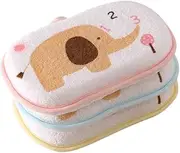 Lurrose 3PCS Baby Bath Sponge Cartoon Elephant Soft Cotton Scrubber Bath Brush Rubbing Towel for Toddler Infant (Mixed Color)
