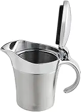 Kitchen Stainless Steel Gravy Boat Double Wall Sauce Jug with Lid 450ml Silver Creamer Pot Condiment Container-1pcs