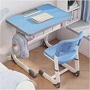 Kids Desk and Chair Set, Student Writing Desk,No Assembly Required Children Study Table with Bookshelf, for Home School Kids Writing Reading Drawing Studying(Blue)