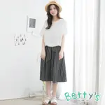 BETTY’S貝蒂思(85)直條紋綁帶中長裙(深黑灰)