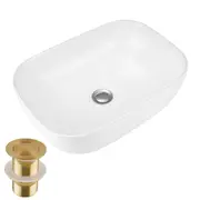 ACA 46x32CM Ceramic Bathroom Basin Sink Vanity Above Counter Basins White Hand Wash With Pop Up Waste Set