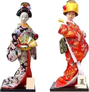 Set 2 Pieces Traditional Japanese Dolls Geisha Girl Geiko Kimono Ancient Doll Home Collection Art Decoration,A1,12 inch/4161 (Color : B1, Size : 12 inch)
